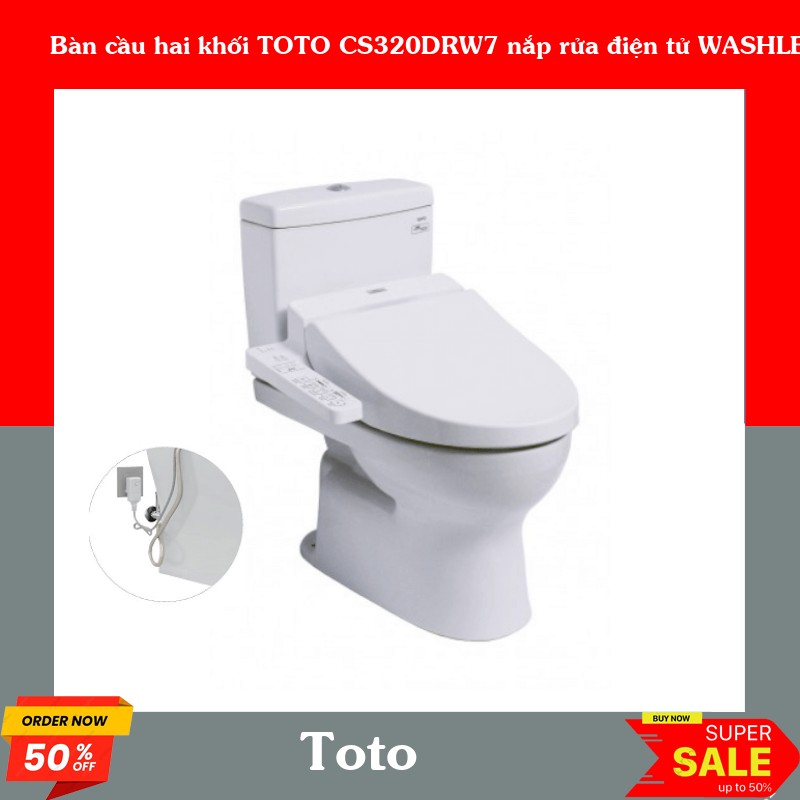 Bàn cầu hai khối TOTO CS320DRW7 nắp rửa điện tử WASHLET
