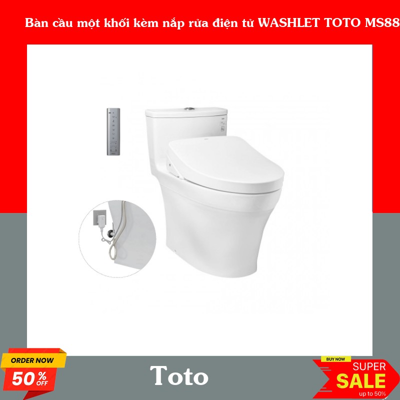 Bàn cầu một khối kèm nắp rửa điện tử WASHLET TOTO MS885DW11