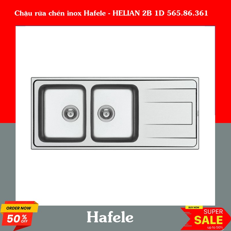 Chậu rửa chén inox Hafele - HELIAN 2B 1D 565.86.361