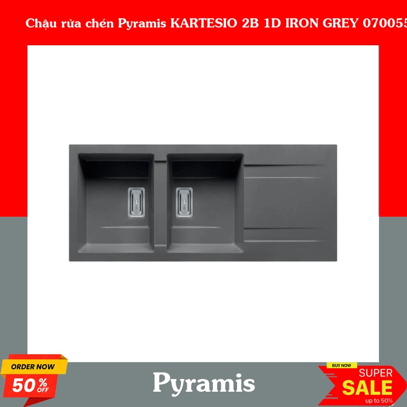 Chậu rửa chén Pyramis KARTESIO 2B 1D IRON GREY 070055511