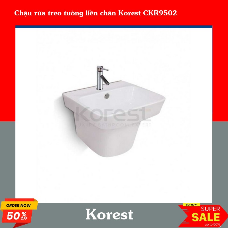 Chậu rửa treo tường liền chân Korest CKR9502