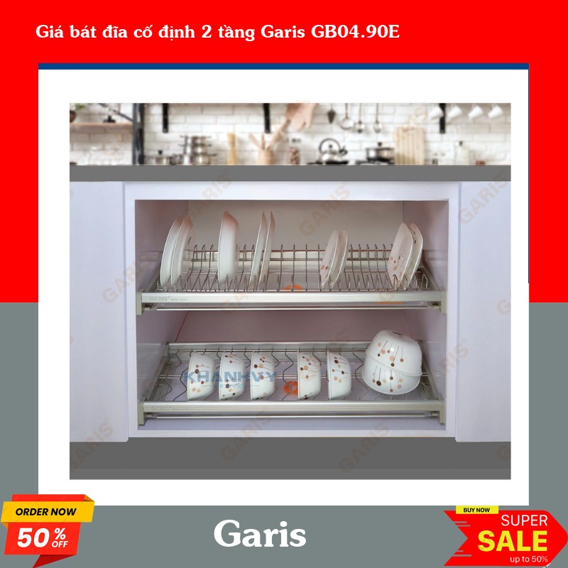 Giá bát đĩa cố định 2 tầng Garis GB04.90E