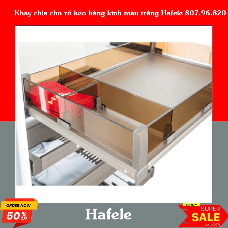 Khay chia cho rổ kéo bằng kính màu trắng Hafele 807.96.820