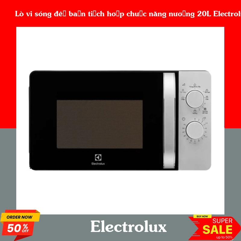 Lò vi sóng để bàn tích hợp chức năng nướng 20L Electrolux EMG20K38GB