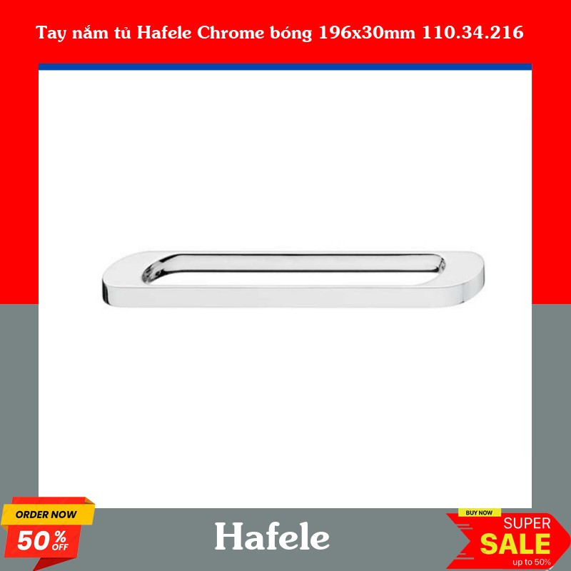 Tay nắm tủ Hafele Chrome bóng 196x30mm 110.34.216